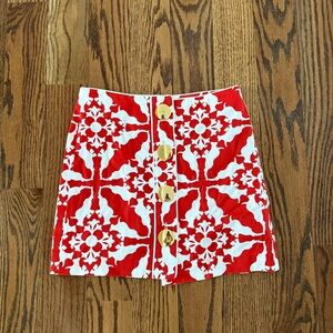 Elizabeth McKay Elephant Printed Skirt with Gold Buttons